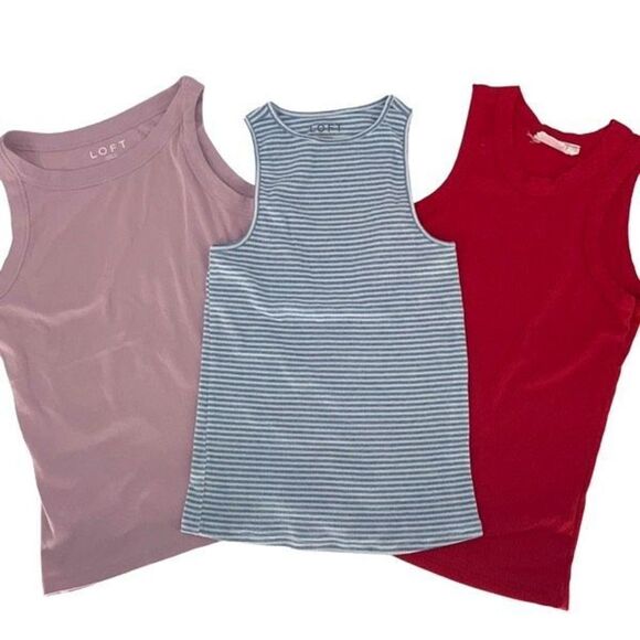 Loft/Six-Fifty Womens Bundle of 3 Crew Neck Sleeveless Tank Top Multicolor Size - Picture 1 of 4